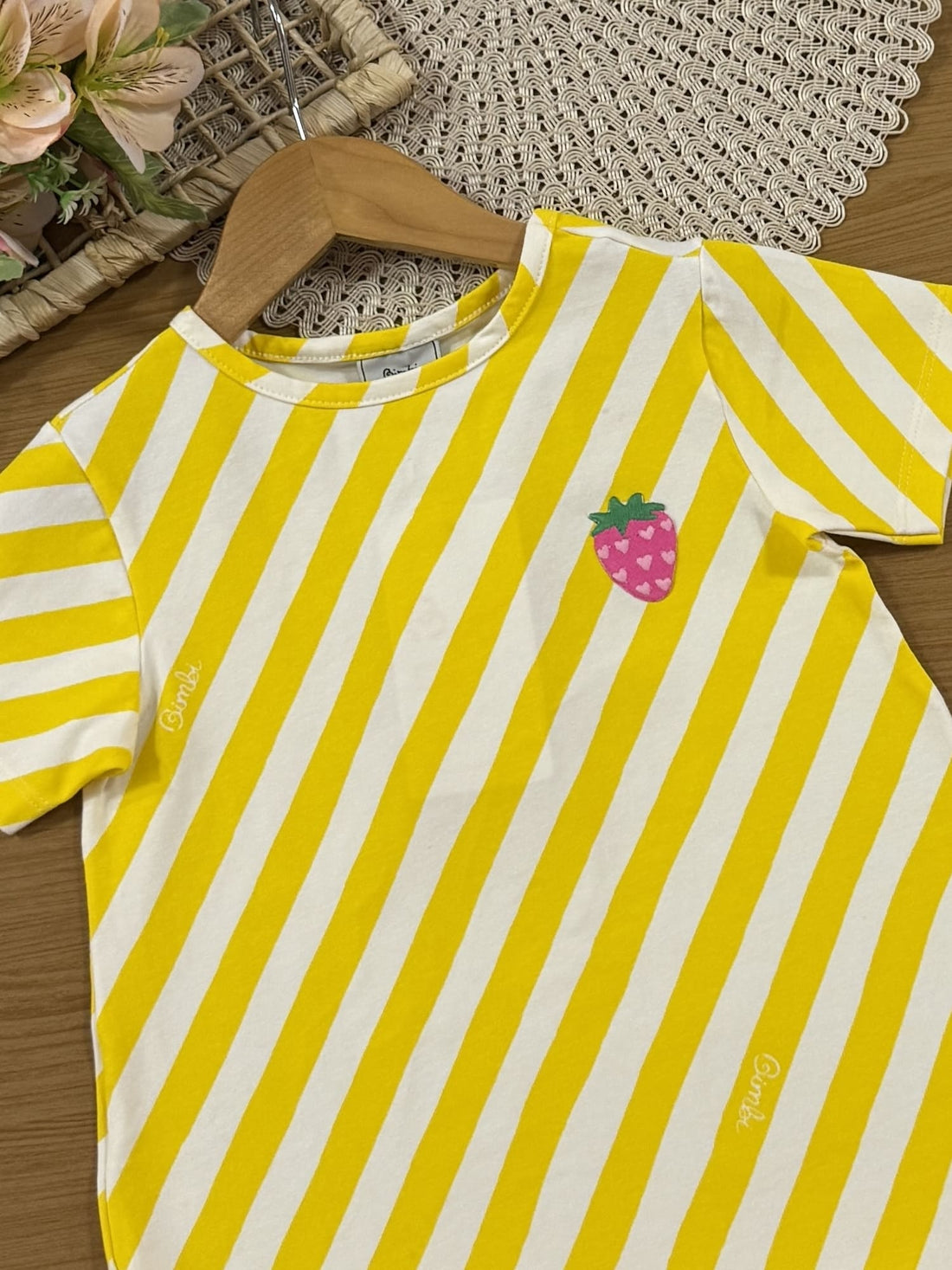 Vestido Infantil Bimbi Verão Amarelo Listrado