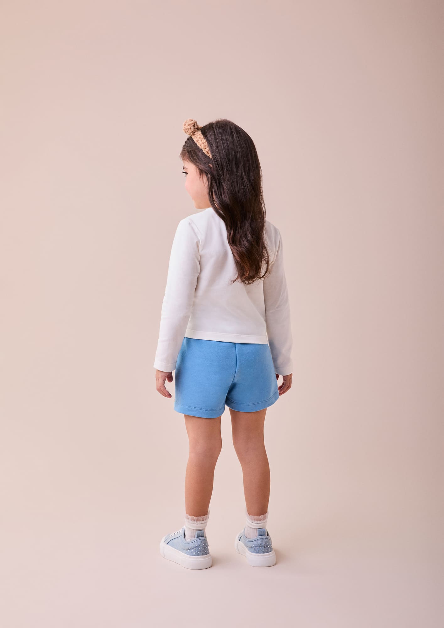 Conjunto Infantil Momi Inverno com Short-Saia Azul e Blusa Manga Longa Ursinha