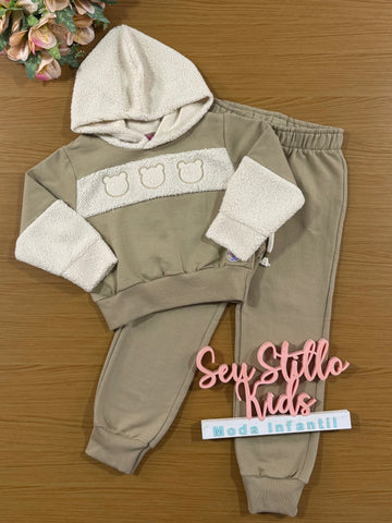 Conjunto Infantil Cinti Inverno Calça e Blusa Ursinho Teddy