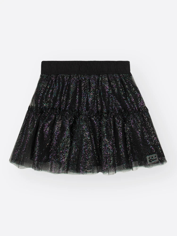 Conjunto Infantil Cinti Inverno com Saia em Tule Preta e Moletom sem Flanela Ursinha Fashion