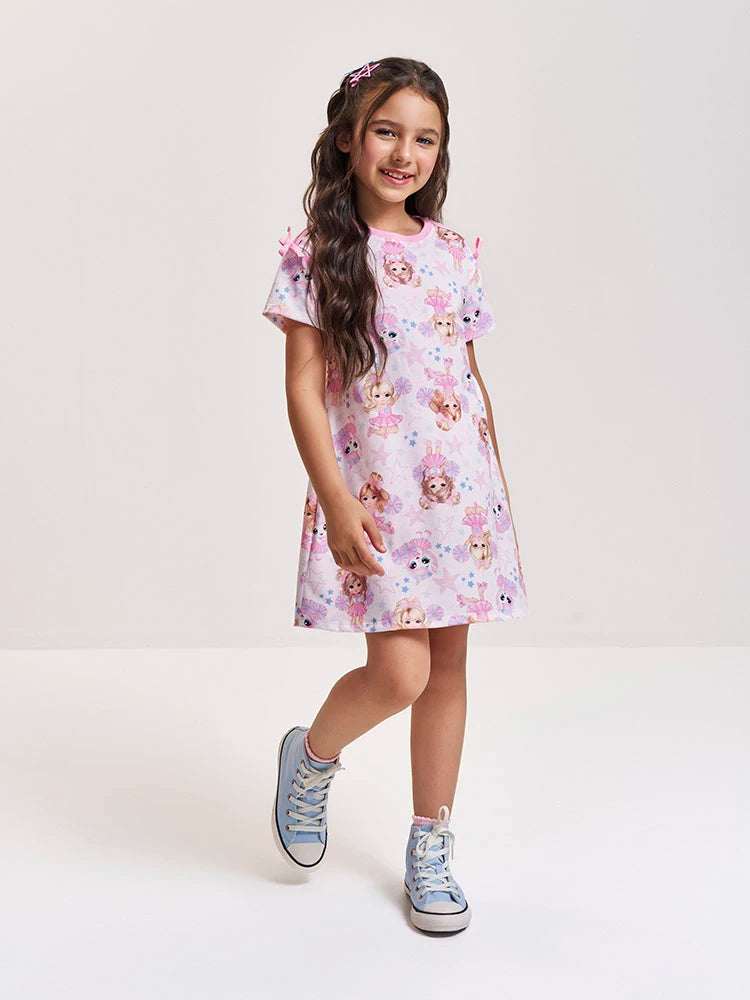 Vestido Infantil Cinti Verão Rosa Unicórnio e Lider de Torcida
