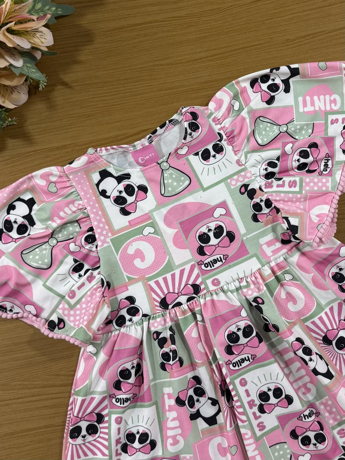 Vestido Infantil Cinti Inverno Rosa Panda