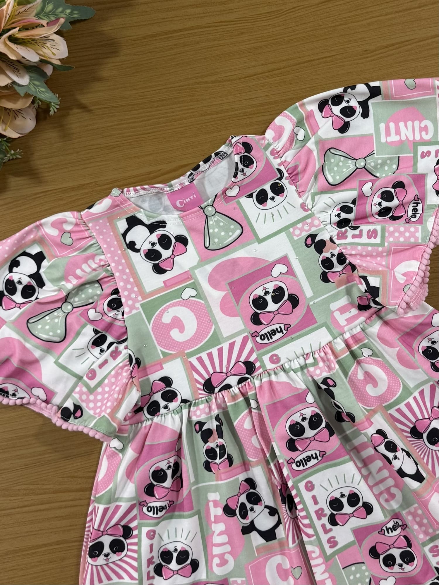 Vestido Infantil Cinti Inverno Rosa Panda