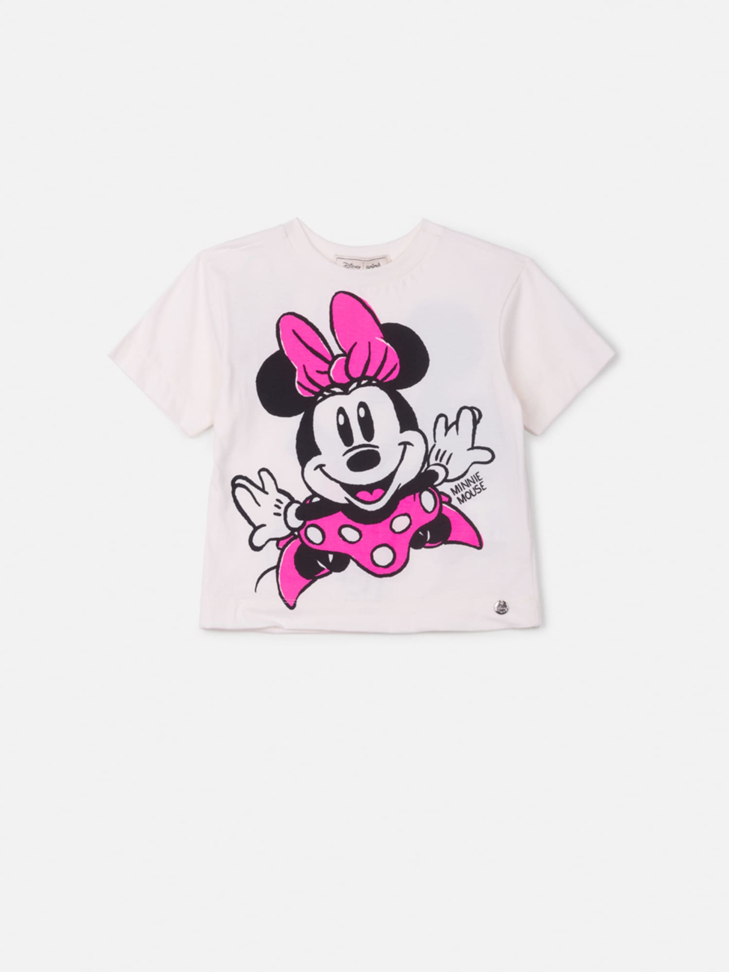 Blusa Infantil Animê Manga Curta Branca Minnie e Mickey Mouse Disney
