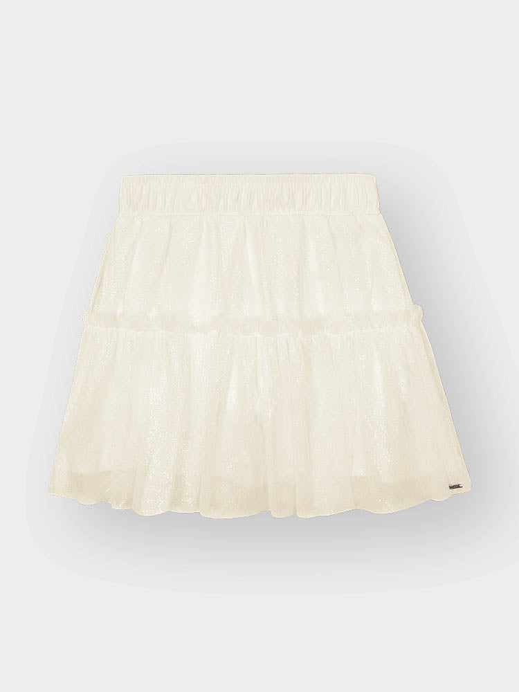 Saia Infantil Cinti Verão Branca em Tule com Brilho