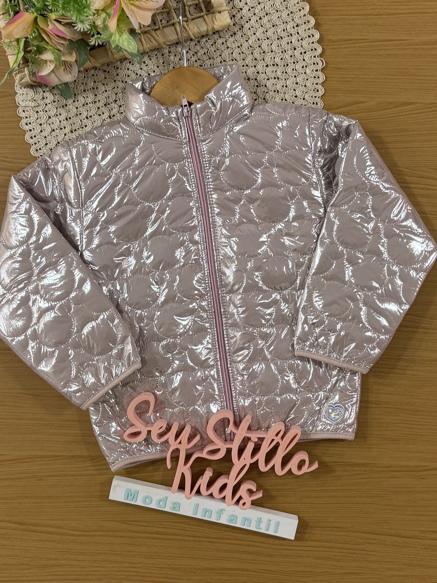 Jaqueta Infantil Cinti Inverno Metalizada Rosê