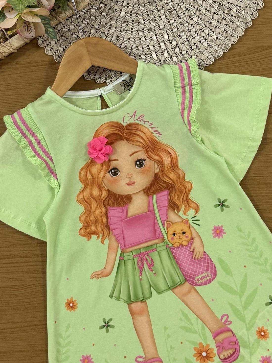 Vestido Infantil Kukiê Verão Verde Menininha Floral
