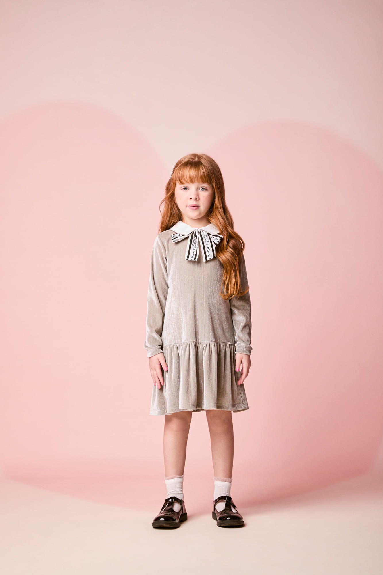 Vestido Infantil Momi Inverno Cinza Lacinho