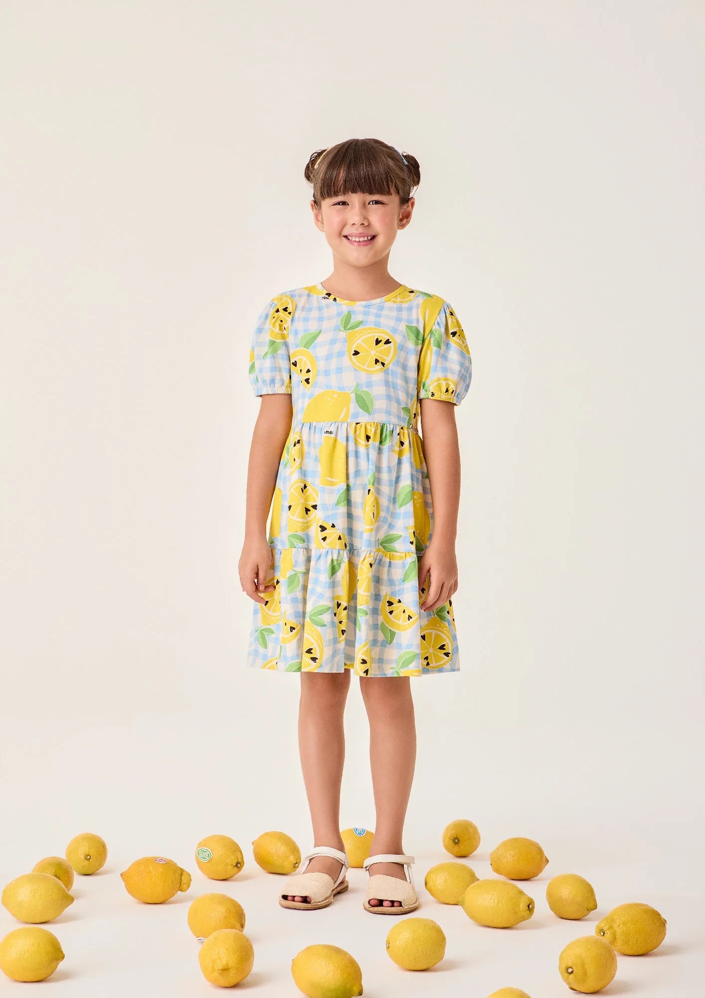 Vestido Infantil Bimbi Xadrez Azul Limões