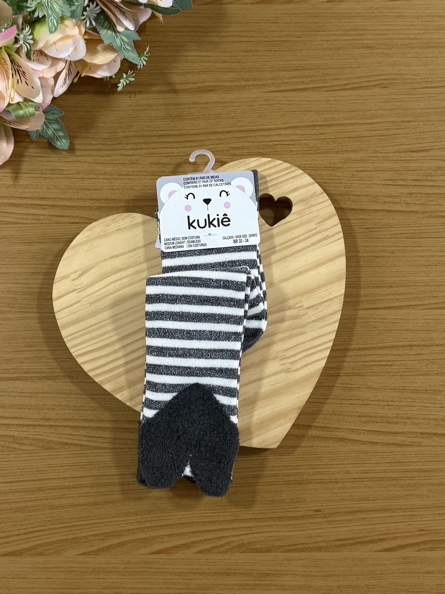 Meia Infantil 3/4 Inverno Listrada