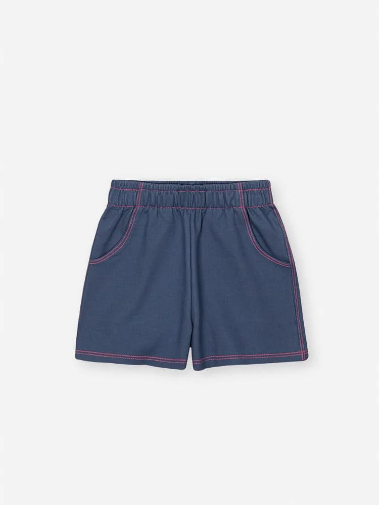 Conjunto Infantil Menina Cinti com Shorts e Blusa Azul Marinho