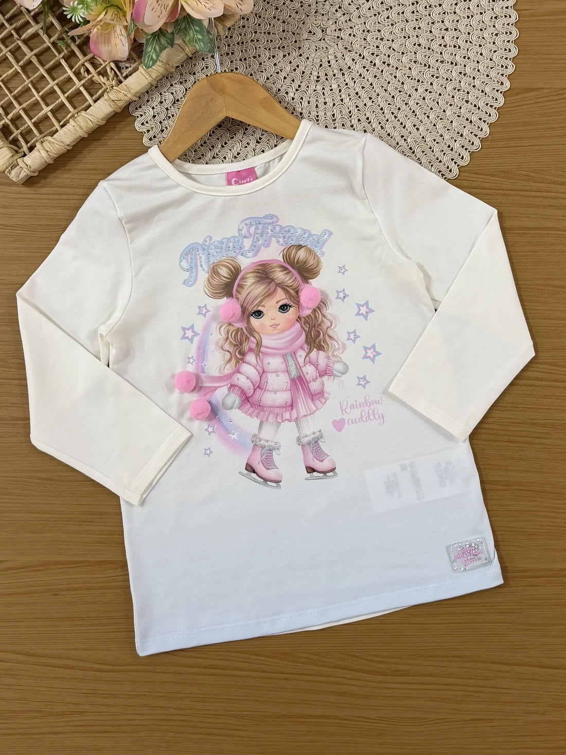 Conjunto Infantil Cinti Inverno Com Calça e Blusa Off White Ice