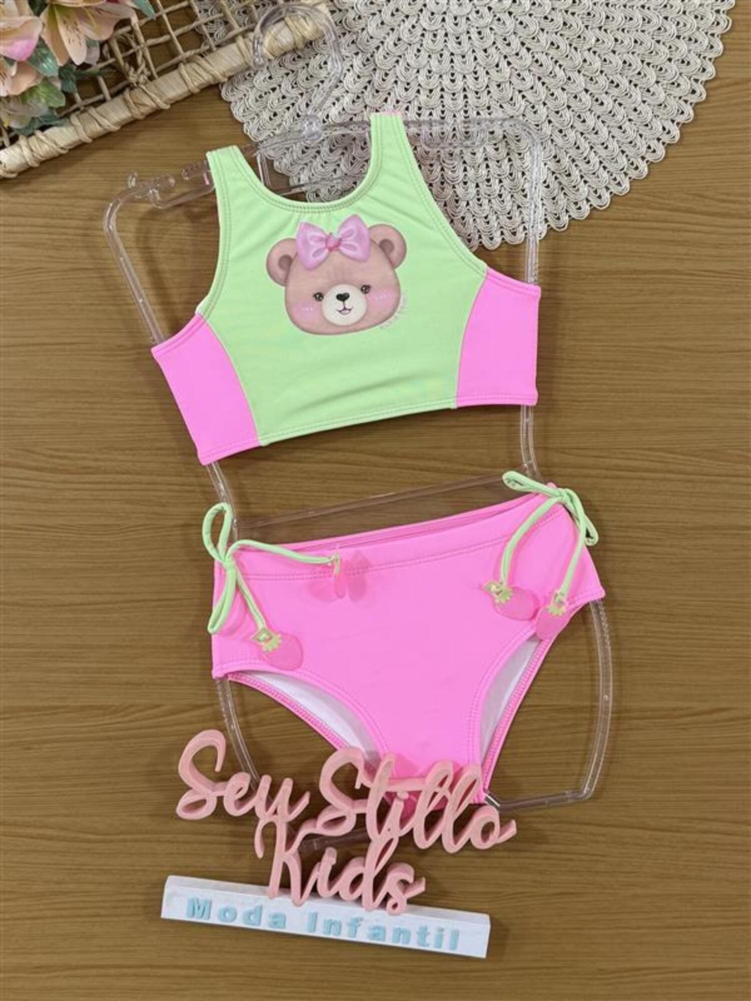 Biquíni Infantil Kukiê Verão Rosa Ursinha