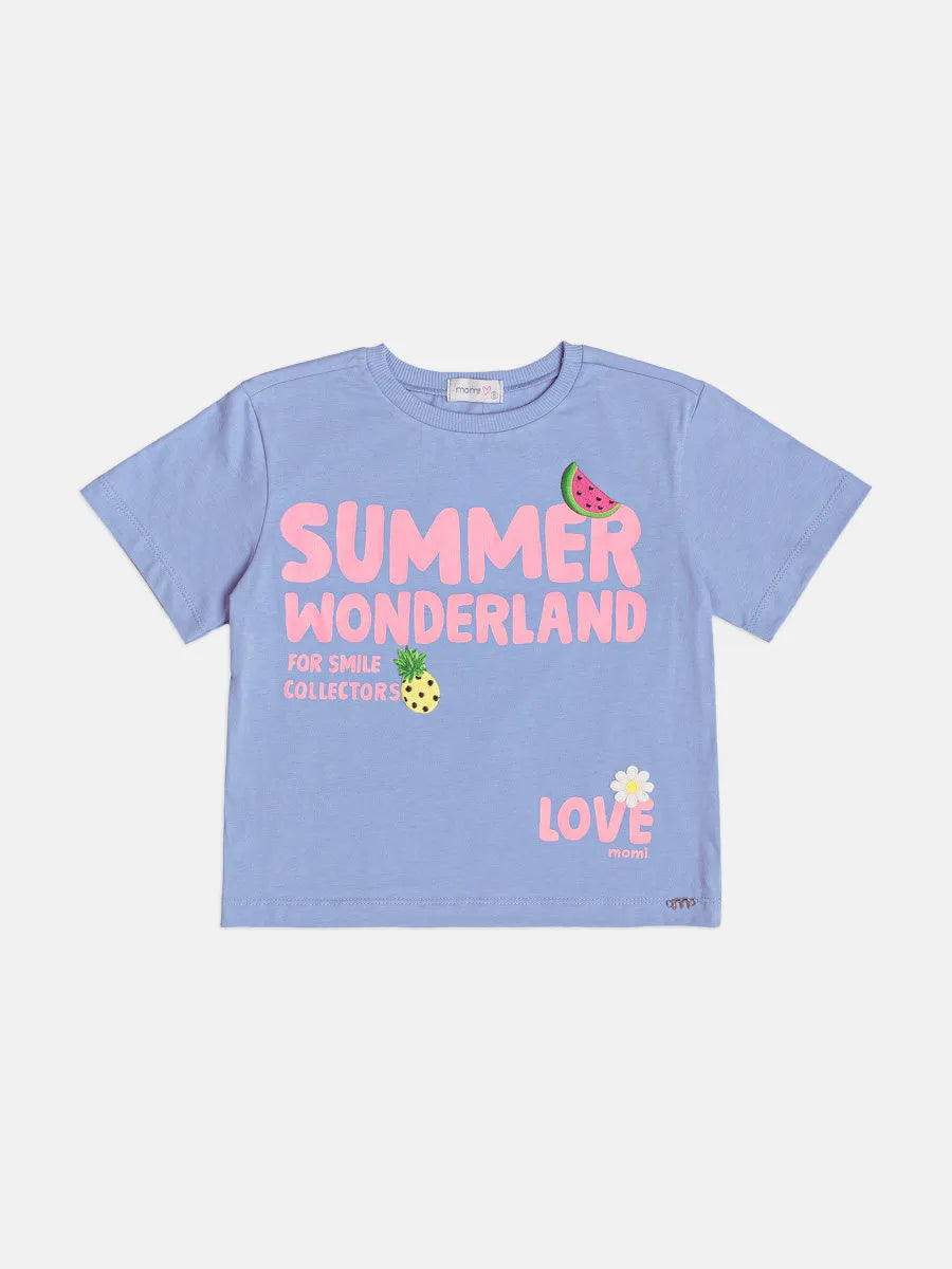 Blusa Infantil Menina Momi Azul Frutinhas