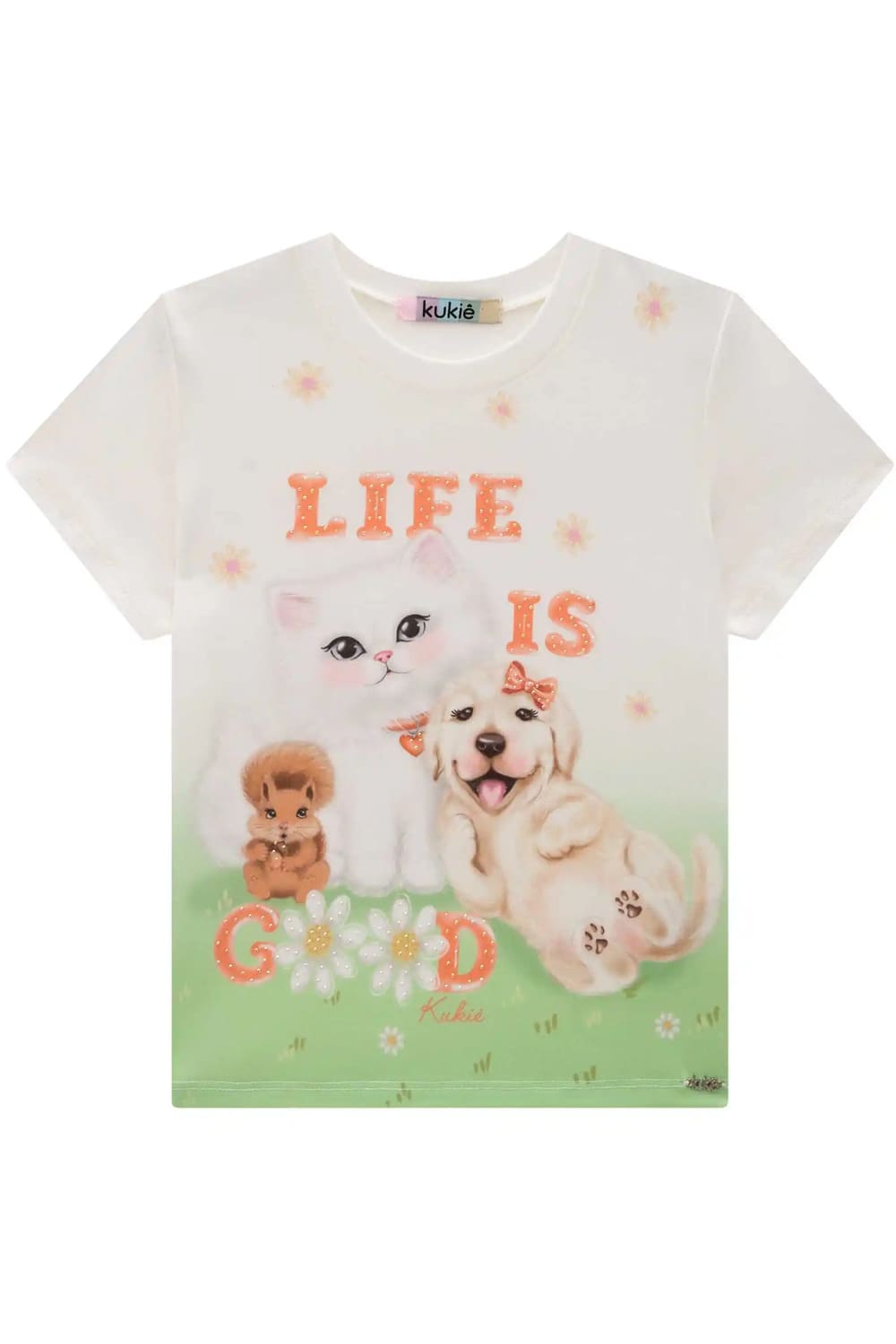 Blusa Infantil Kukie Verão Branca Cachorrinha