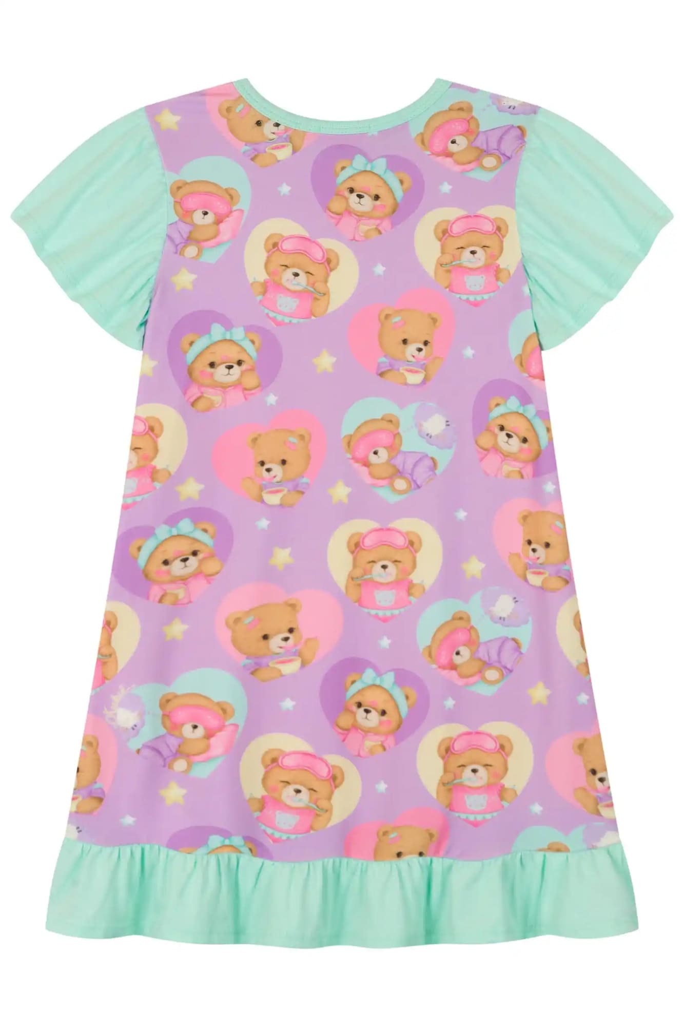 Camisola Infantil Kukiê Verão Colorida Hora de Dormir com Tapa Olhos