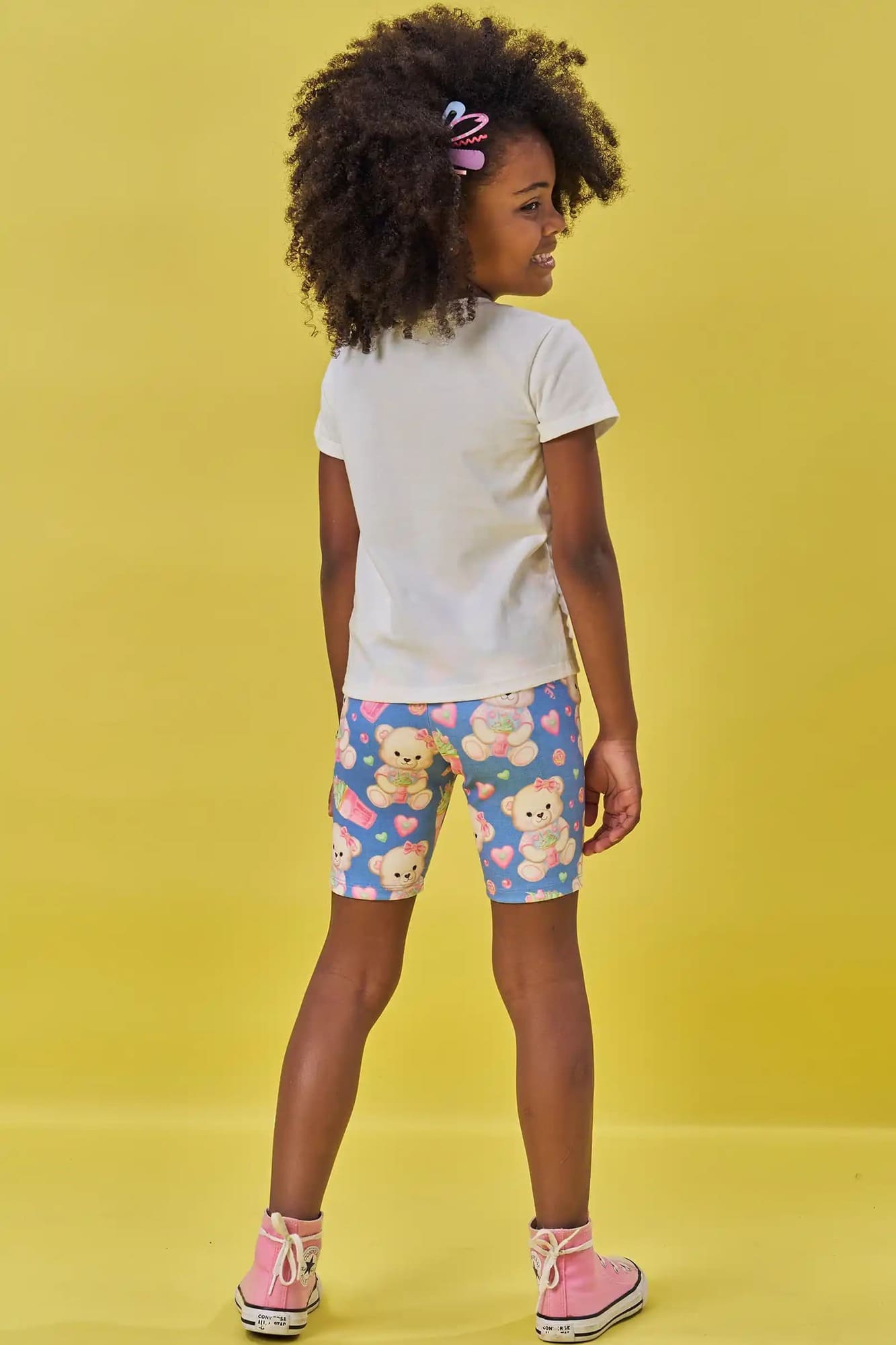 Shorts Infantil Kukiê Verão Ciclista Azul Ursinha