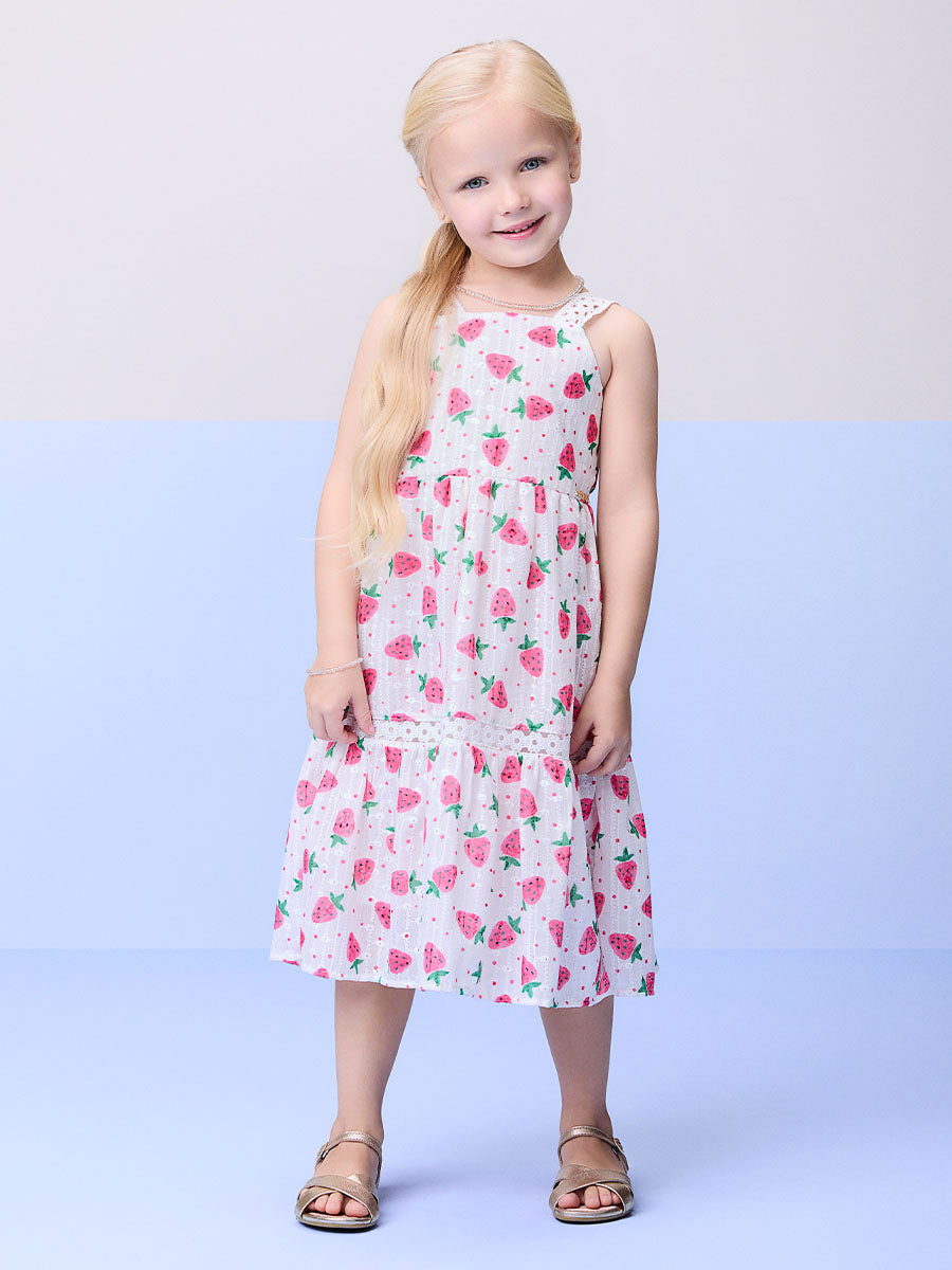 Vestido Infantil Momi Verão Moranguinhos