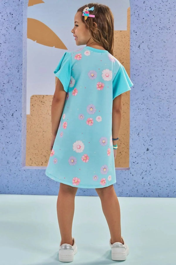 Vestido Infantil Kukiê Verão Azul Ursinha Fotógrafa