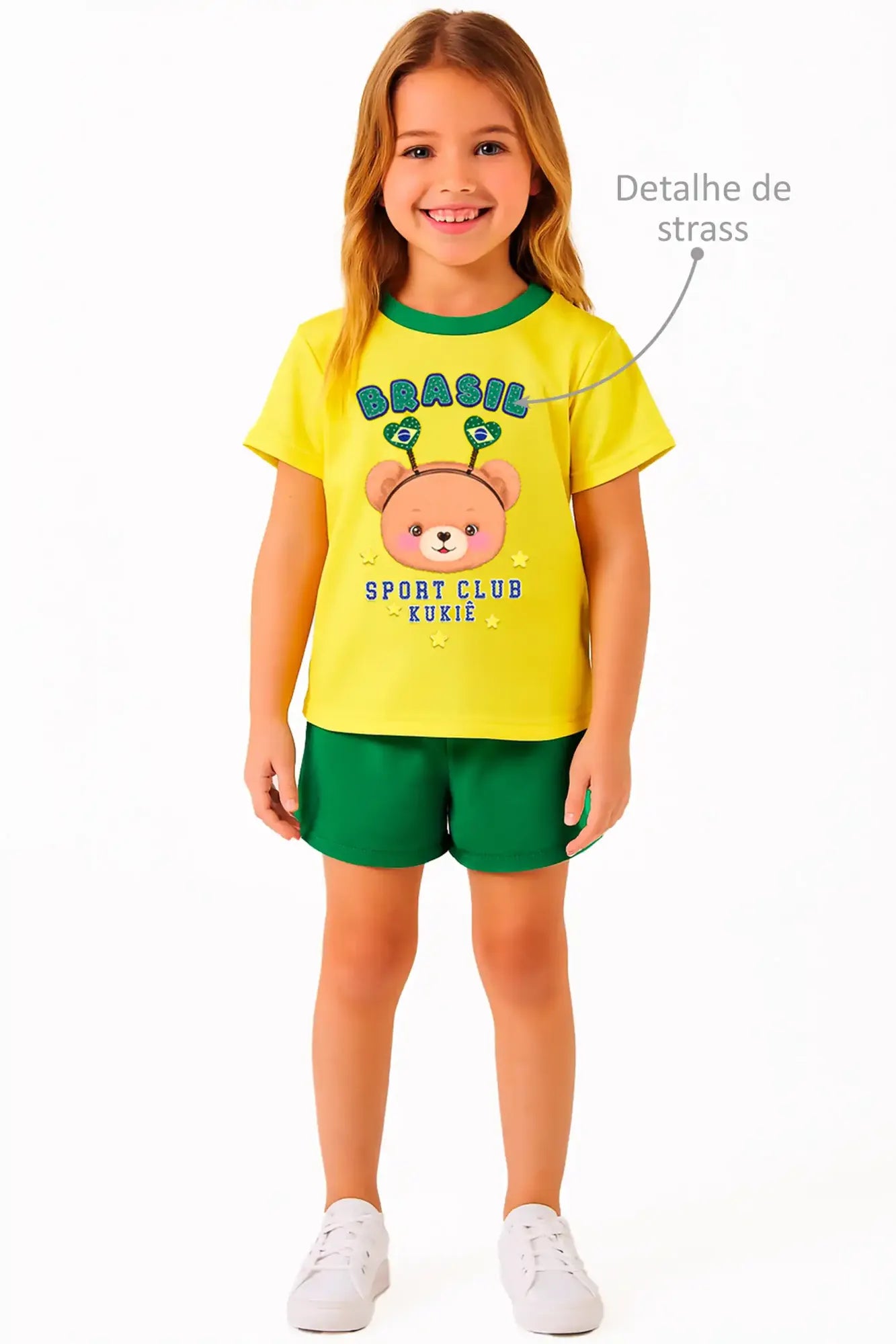 Blusa Infantil Kukie Amarela Brasil Copa do Mundo