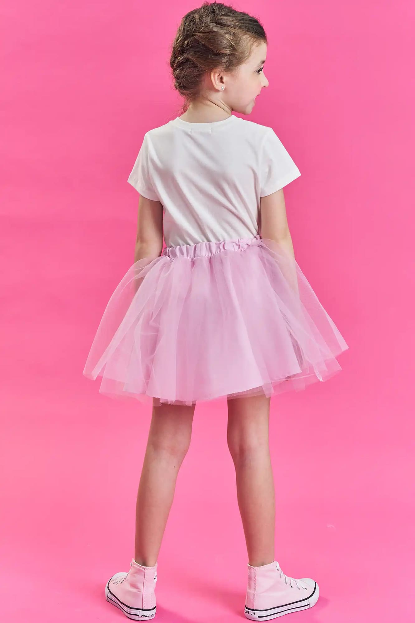 Saia Infantil Kukiê Verão em Tule Rosa