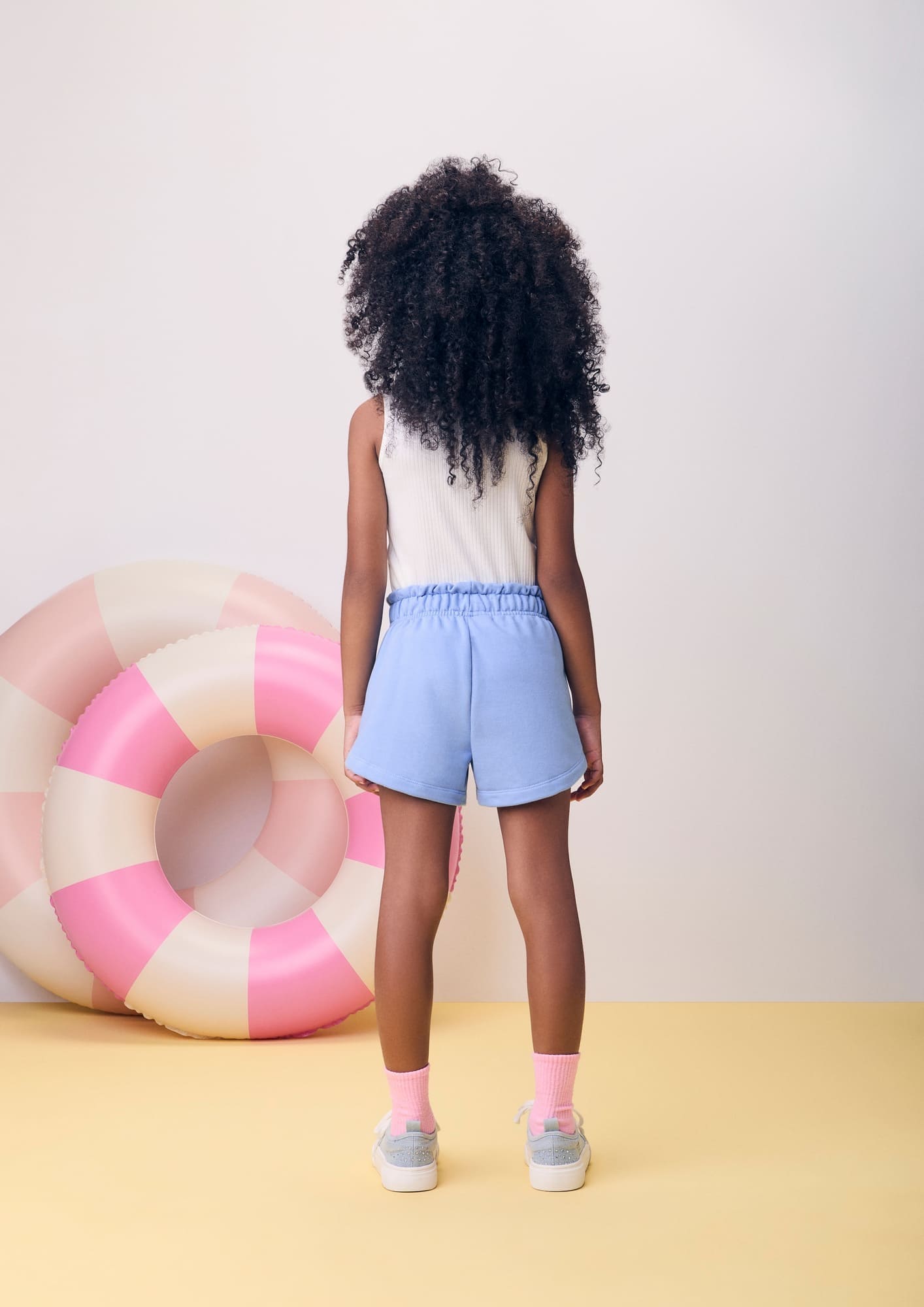 Conjunto Infantil Momi Verão com Shorts Azul e Regata Branca Sweet