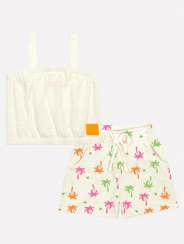 Conjunto Infantil Cinti Verão Shorts Coqueiro e Blusa