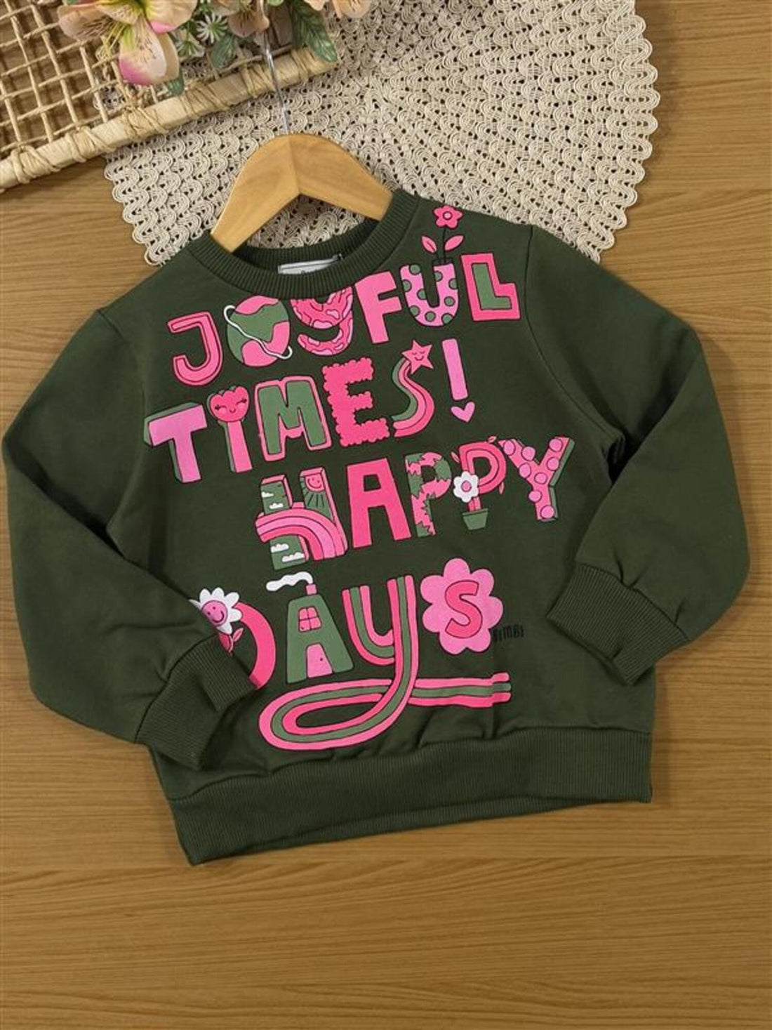 Conjunto Infantil Bimbi Inverno com Calça e Moletom Flanelado Verde Happy