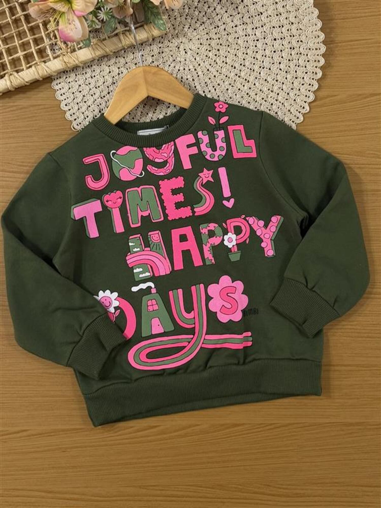 Conjunto Infantil Bimbi Inverno com Calça e Moletom Flanelado Verde Happy