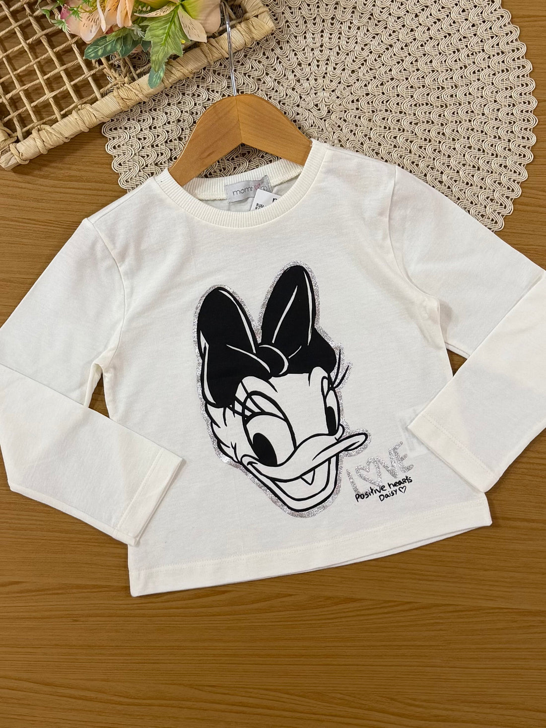 Conjunto Infantil Momi Inverno com Saia em Tule Preto e Blusa Manga Longa Daisy Love