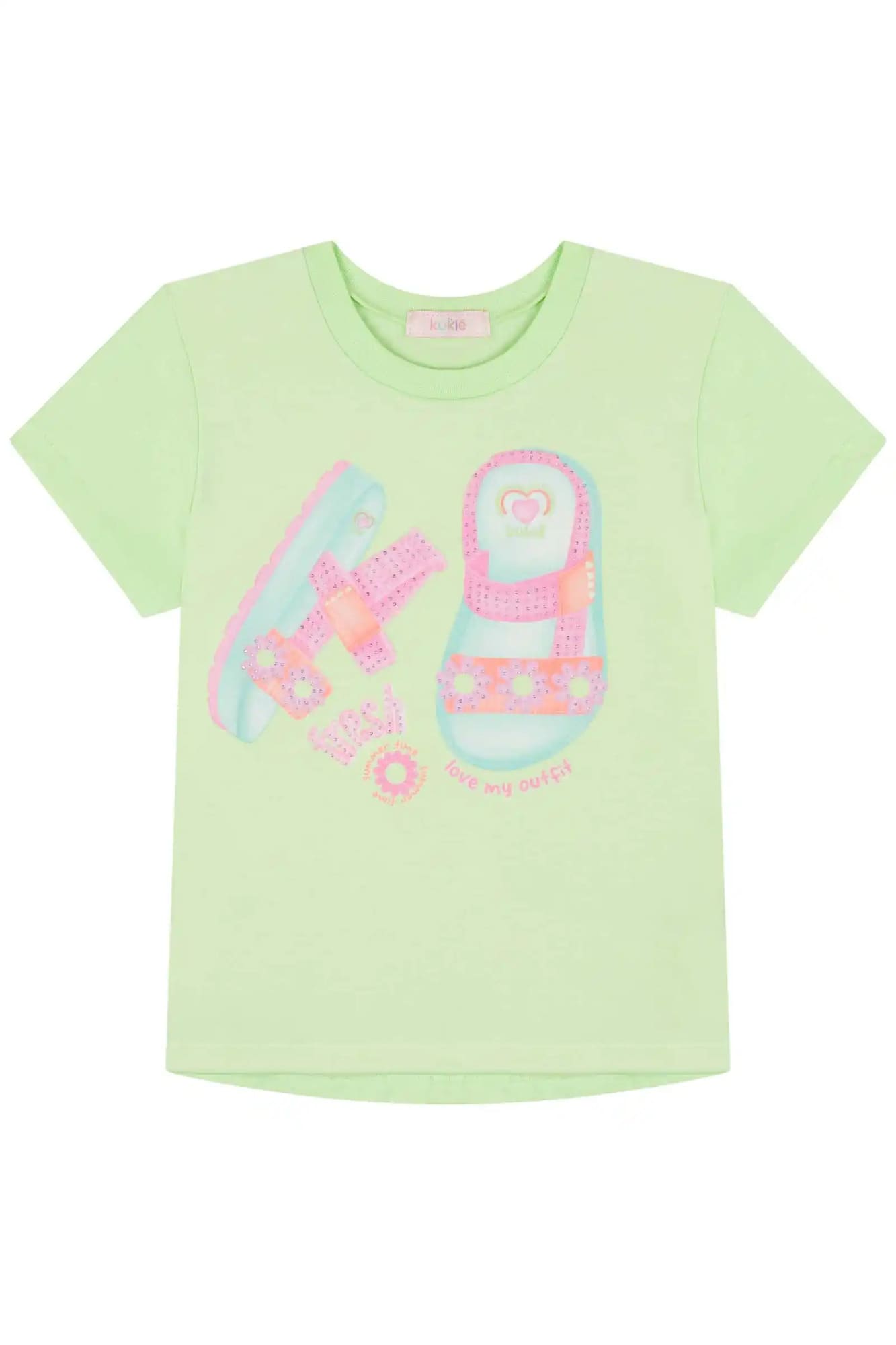 Conjunto Infantil Kukiê Verão com Shorts Verde e Blusa Verde Sapatinho