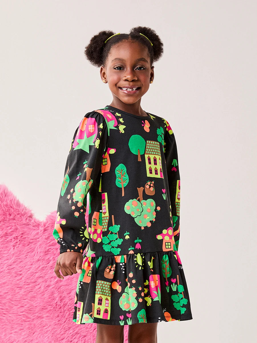 Vestido Infantil Bimbi Inverno Preto Fazendinha