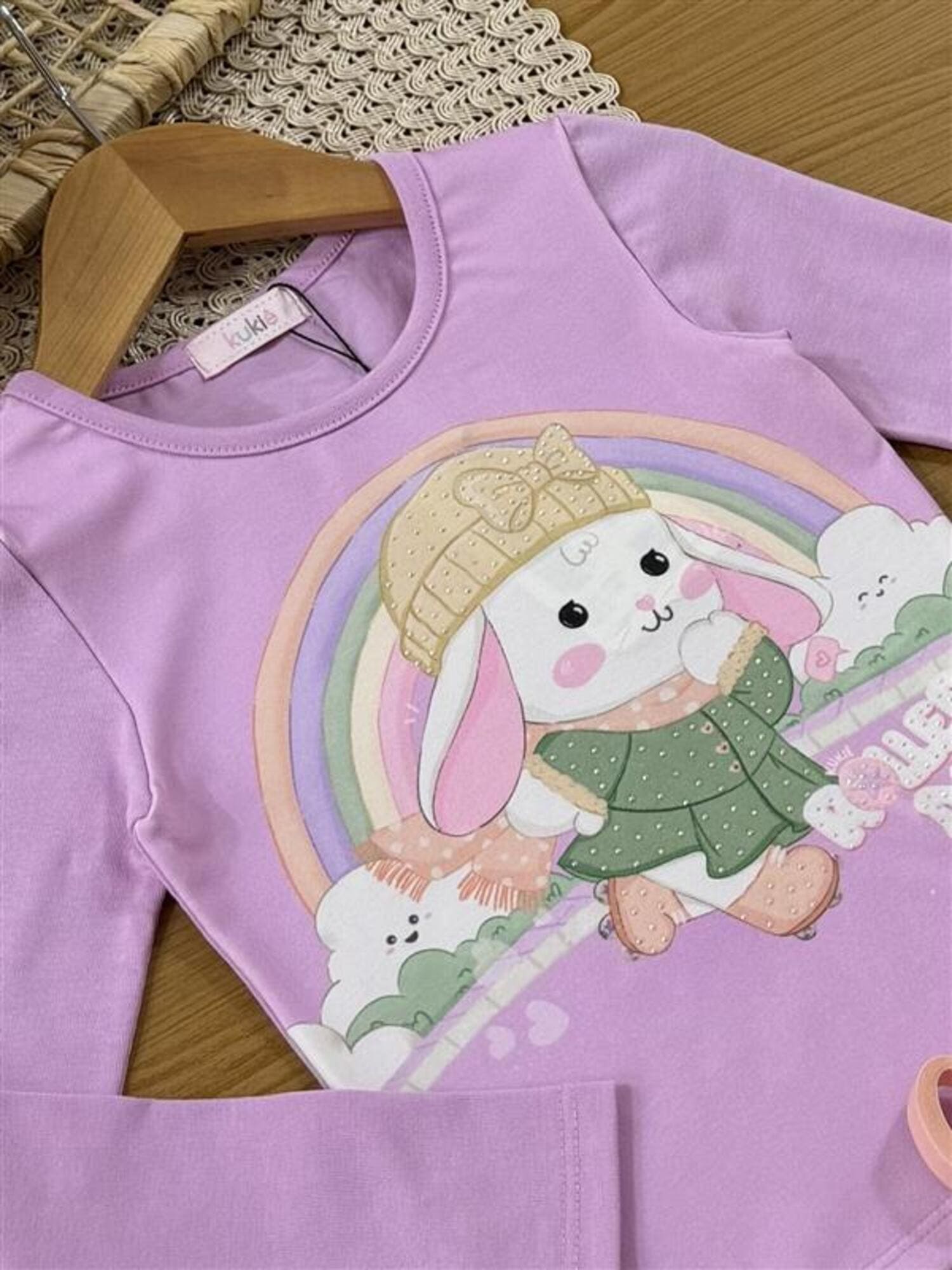 Blusa Infantil Kukiê Inverno Manga Longa Lilás Coelhinha