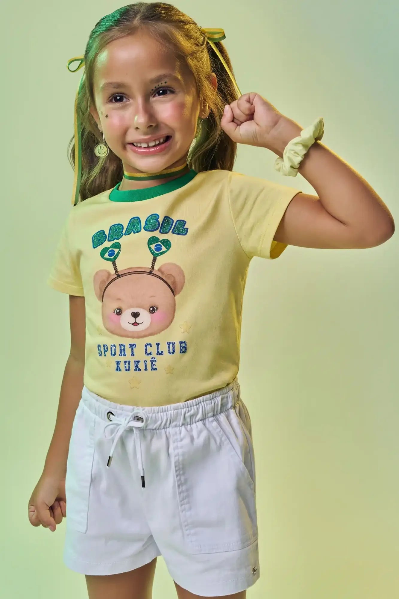 Blusa Infantil Kukie Amarela Brasil Copa do Mundo