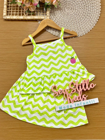 Conjunto Infantil Menina Bimbi com Saia e Blusa Verde Listrada