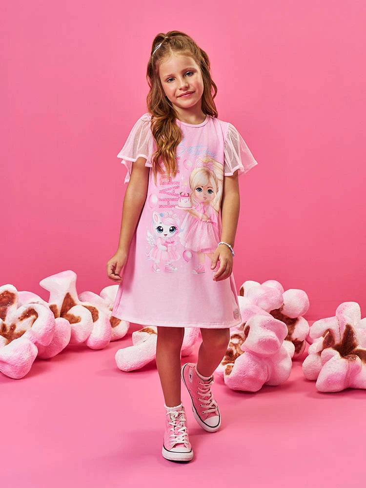 Vestido Infantil Cinti Verão Rosa Happy