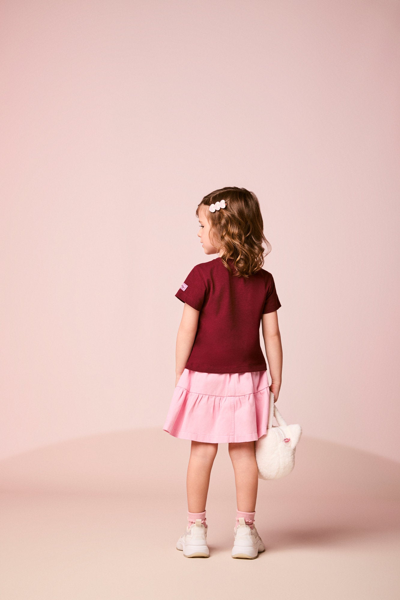 Blusa Infantil Momi Inverno Manga Curta Vinho Hello Kitty Figurinhas