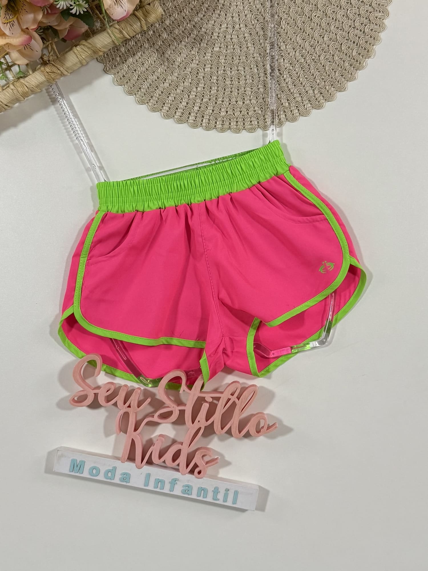 Shorts Infantil Siri Kids Nylon Leticia Rosa Chiclete 40063