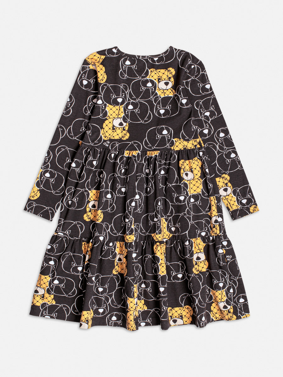 Vestido Infantil Momi Inverno Manga Longa Preto Ursinhos