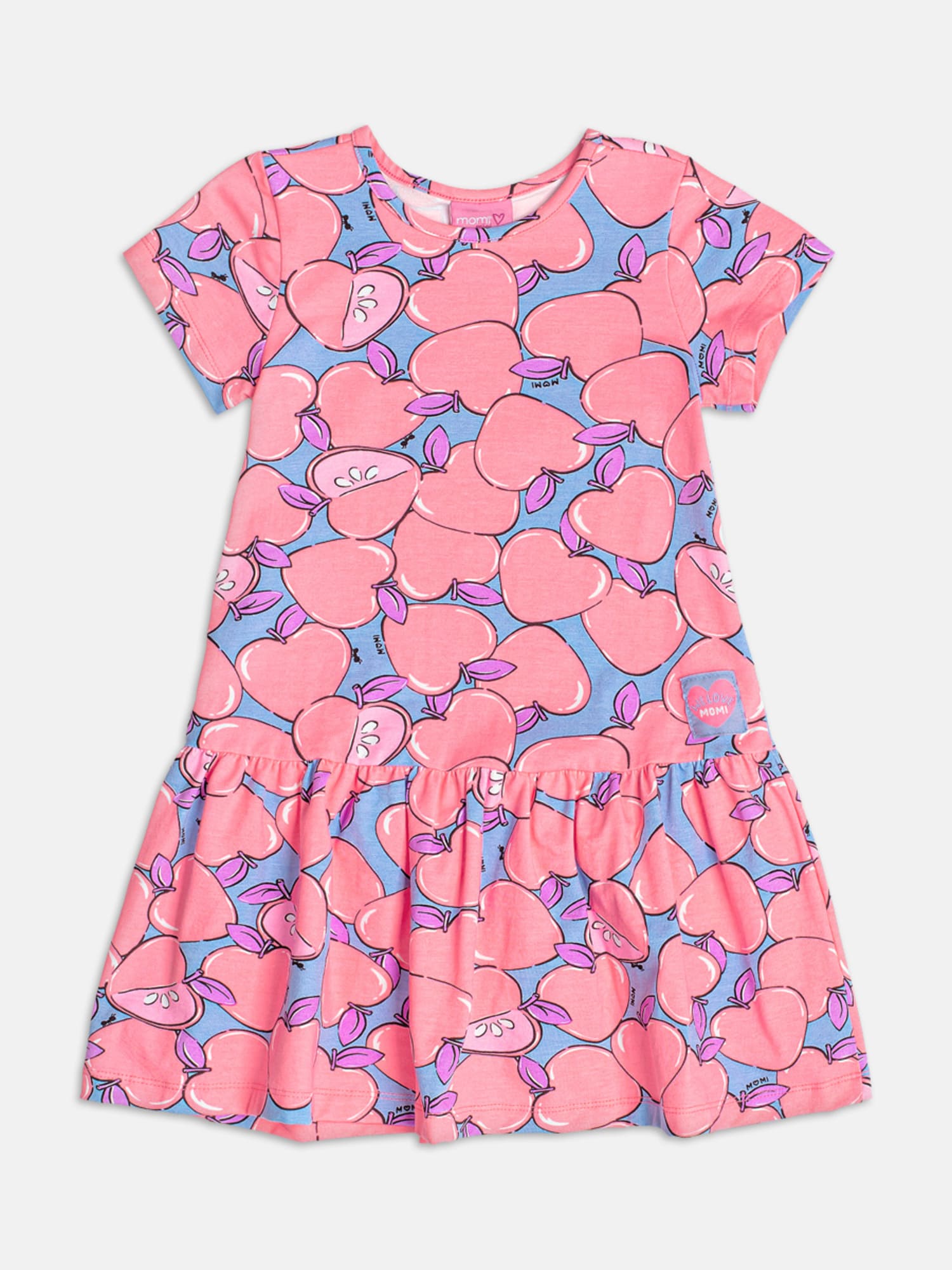 Vestido Infantil Momi Verão Azul Frutinhas