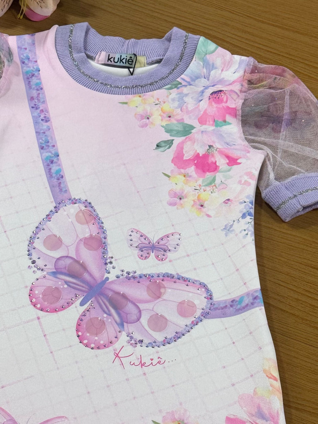 Vestido Infantil Kukie Inverno Manga Curta Borboleta
