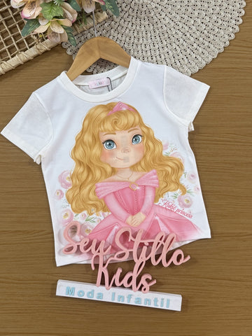 Blusa Infantil Kukiê Verão Branca Princesa Aurora