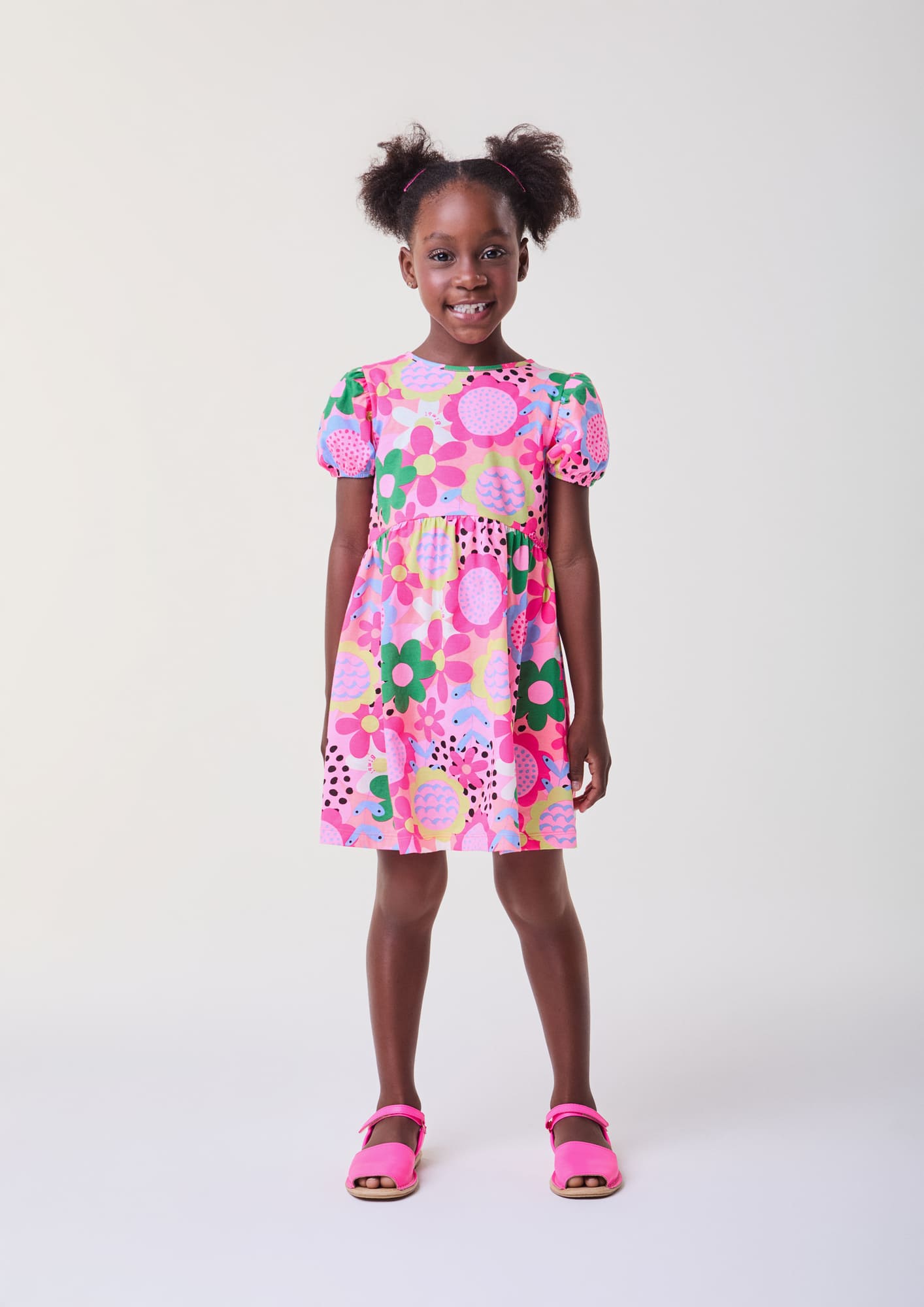 Vestido Infantil Bimbi Verão Rosa Floral
