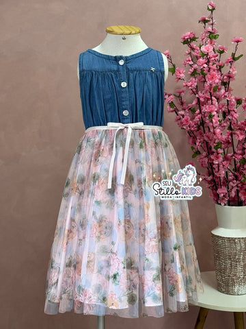 Vestido de Festa Infantil Petit Cherie Verão Ursinho Com Flores