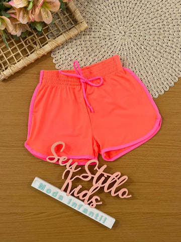 Shorts Infantil Menina Cinti Laranja Neon