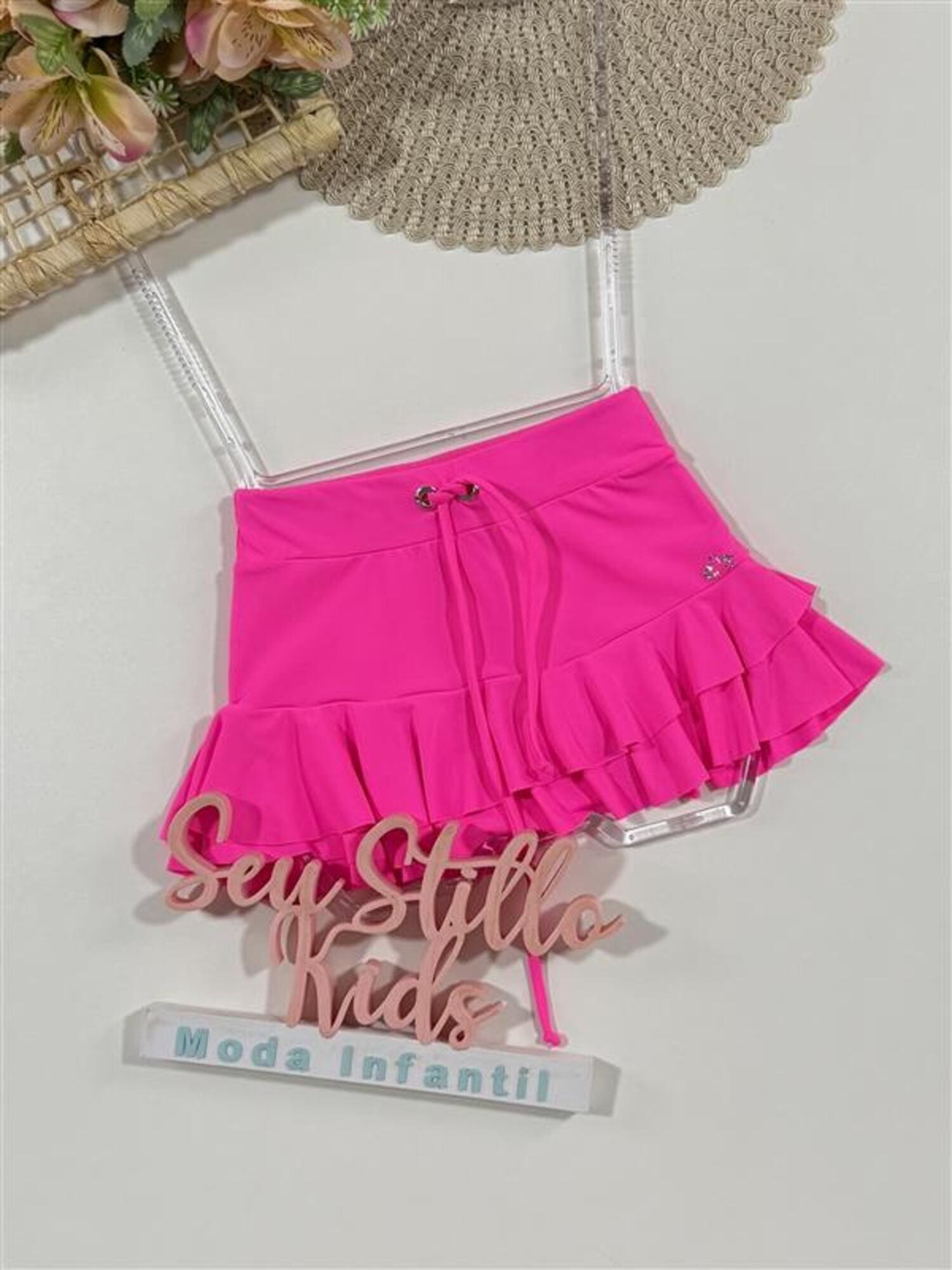Saia Infantil Siri Kids Rosa Neon Julia Euforia 40064