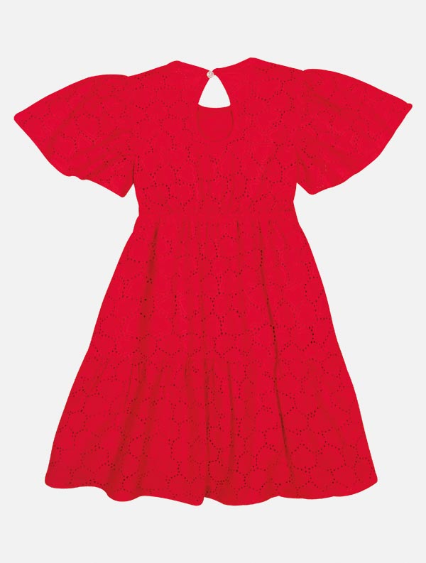 Vestido Infantil Cinti Verão Laise Vermelho Natal
