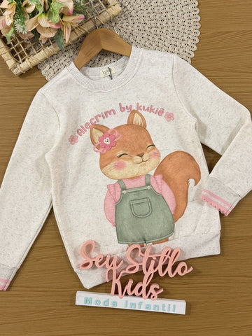 Casaco Infantil Kukiê Inverno Flanelado Off White Esquilinha