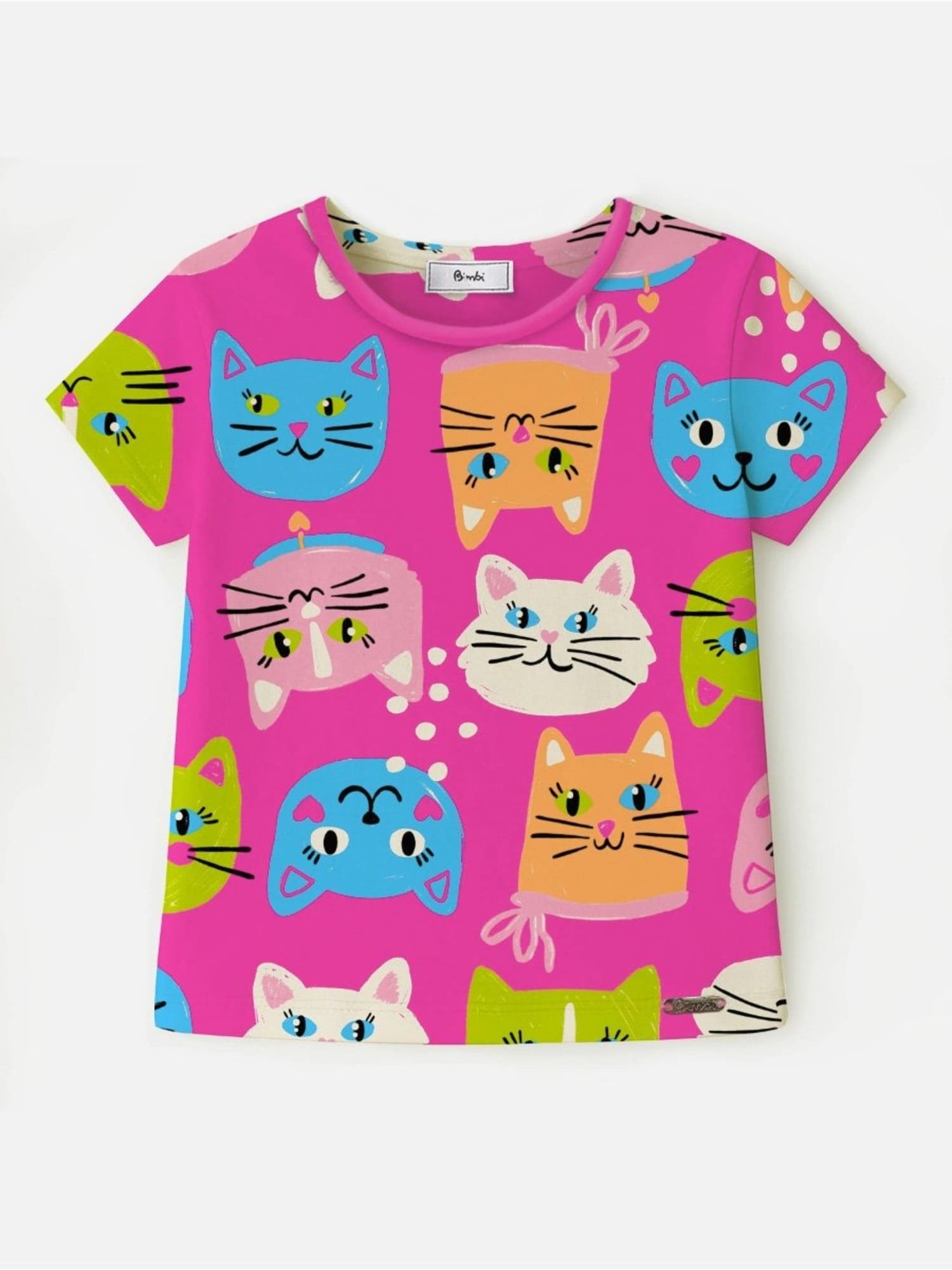 Blusa Infantil Bimbi Verão Rosa Gatinhas