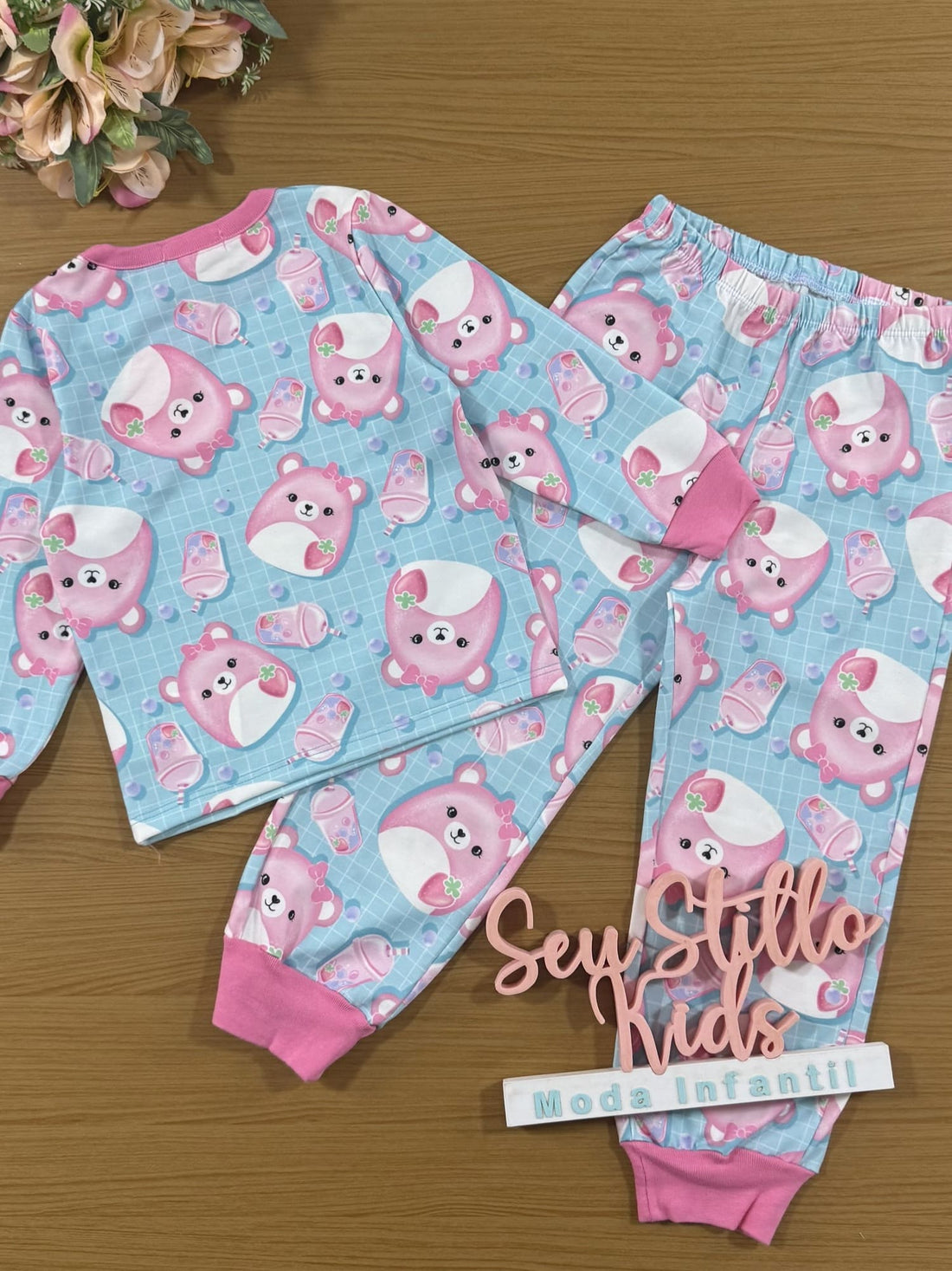 Pijama Infantil Cinti Inverno Calça e Blusa Azul Sweet